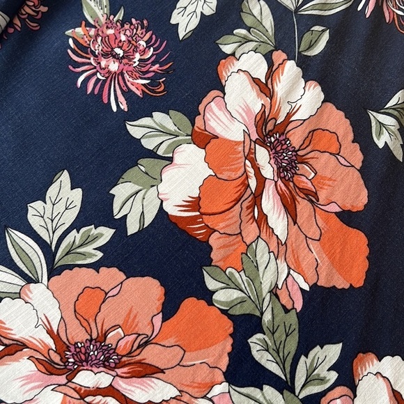 Lulus Botanic of Time Navy Blue Floral Print Tie Front Skater Mini‎ Dress - Picture 5 of 13